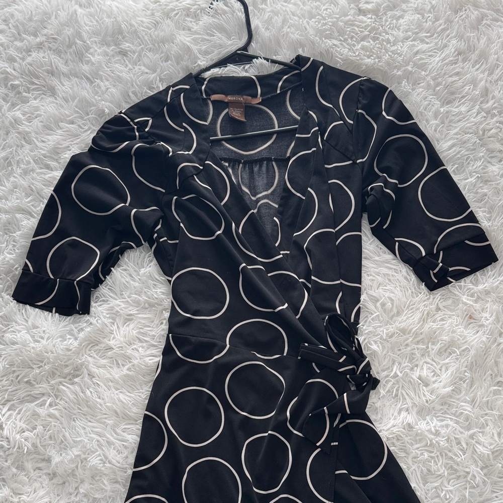 Merona Black and White Circle Pattern Dress